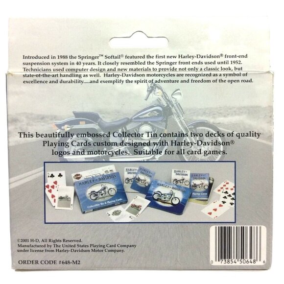 Harley-Davidson Collectible Tin Double Deck Playing Cards Softail Edition 2001 - Picture 2 of 5